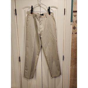 MEN'S 34X32 TAN DOCKERS SIGNATURE KHAKI FLAT FRONT PANTS SLACKS PREPPY 4 POCKET